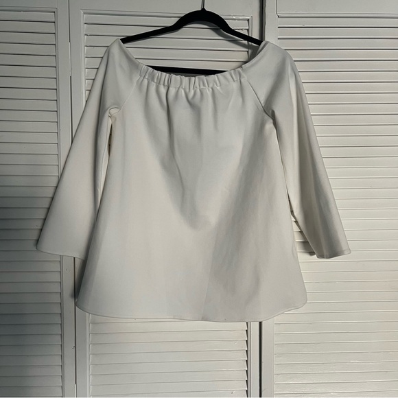 TUCKERNUCK White Miranda Off the Shoulder Blouse top chic minimalist medium - Picture 3 of 9